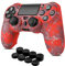 TNP Controller Hülle für PS4, Controller Grip Case für Sony Playstation 4 Wireless Controller, aus Silikon und Gummi, Spielzubehör mit rutschfeste Kappen für PS4 Thumbsticks, Camo Mosaik Rot
