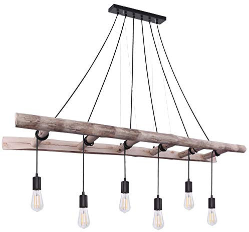 Vintage Pendel Decken Lampe DIMMBAR Fernbedienung Holz Leiter Leuchte im Set inkl. RGB LED Leuchtmittel