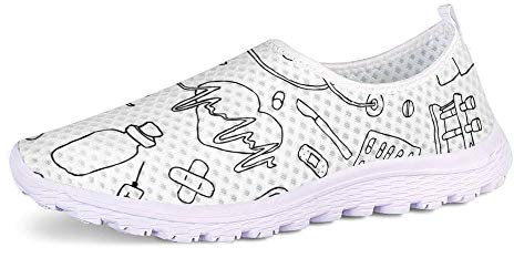 UOIMAG, Zapatos Blancos de Enfermera para Mujer, Regalo para niñas, Zapatos Casuales sin Cordones, Zapatos de Malla, Zapatillas Deportivas 38EU
