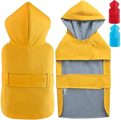 LeerKing Hunderegenmantel mit weichem Futter Regenjacke Wasserdicht Regenmantel Hund für kleine, mittlere und große Hunde Länge 11 bis 71 Gelb 5XL
