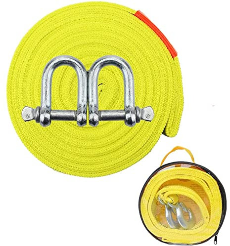 Abschleppseil,Auto-Zuggurt für Auto, 4M/5T, mit 2 U-förmigen Haken, hochfester Nylon-Gurt, geeignet für Auto-Zug (mit Tasche)
