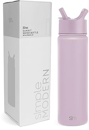 Simple Modern Trinkflasche mit Strohhalm | Wasserflasche Edelstahl Isolierte für den Sport Fitnessstudio | Summit | 650ml | Lavender Mist