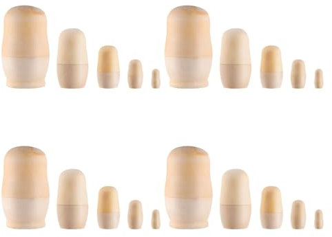 ibasenice Unbemalte Russische Nesting Dolls 4 Sets DIY 5 Matroschka Nesting Dolls Personalisieren Erstellen Sie Ihr eigenes Holzpuppenset Khaki