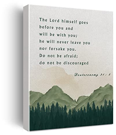Kunstdruck auf Leinwand, Bibelvers The Lord Himself Goes Before You, 59,3 x 38,1 cm, Aquarell, Heimdekoration, gerahmt, 31:8 cm