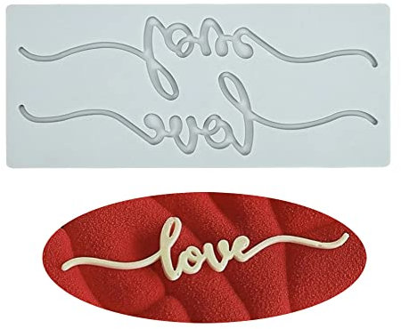 Stampo per torta in pizzo, Stampi per fondente in pizzo in silicone, Stampo per impressioni artigianali per zucchero Decorazione per cucina molecolare per torte commestibili, 2 fori AMORE
