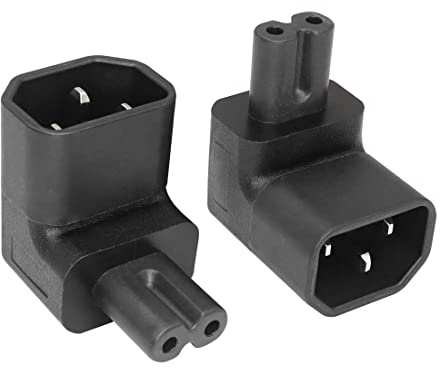 C14-auf-C7-ADAPTER YACSEJAO 90-Grad-IEC-320-Stecker C14-auf-C7-Buchse rechtwinkliger Stromverlängerungsadapter, 2er-Pack