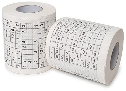 Sudoku Klopapier, 2 Rollen, mit 20 unterschiedlichen Sudokus zum knobeln, Klo WC Dekoration zum Jubiläum, lustiges Motto Klo Papier, Fun Toilet Paper, Geschenkartikel Klorolle, Geburtstags-Dekoration