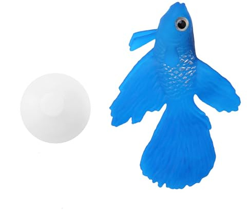 FILFEEL Artificielle Petit Poisson Drôle Silicone Petit Poisson Aquarium Décoration Drôle Faux Poisson pour Fish Tank Ornement De Poisson (Betta Bleu n°3)