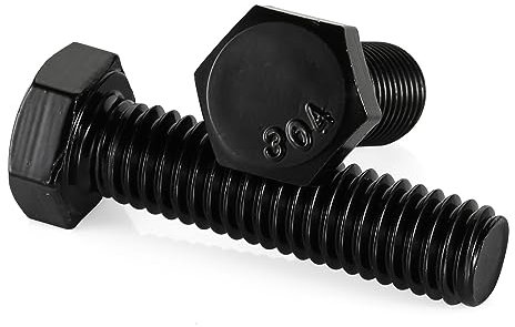 Tornillos de cabeza hexagonal de 1/4-20 x 3/4 pulgadas, totalmente roscados, perno de acero inoxidable 304 (18-8), acabado negro, cantidad 25
