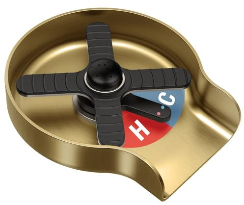 HGN Fregadero de cocina, enjuague de vidrio frío y caliente, lavadora de tazas de metal ajustable a temperatura para fregaderos de cocina, accesorios de fregadero de cocina, oro cepillado