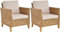 Korb-Outlet 2er Set Rattansessel breit Lounge in der Farbe Honig inkl. Polster Beige, Wohnzimmersessel aus echtem Rattan (2xSessel Honig)