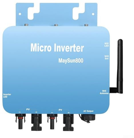 Zoegneer Micro onduleur en alliage d'aluminium, micro onduleur IP65, micro onduleur de surveillance des données, bleu (800 W)