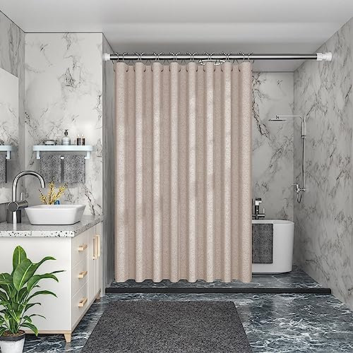 KnSam Rideau de Douche, Beige, Polyester, 80x200CM, Couleur Unie Moderne, Rideau Salle de Bain Imperméable avec Anneaux