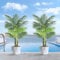 Keeplush 4ft Tall Triple Golden Cane Palm Artificial Tree Large Tropical Palm Tree UV Resistant Fake Plant in Pot for Indoor Outdoor Big House Living Room Outside Patio Office Home Decor 2Pack