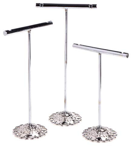 XINgjyxzk 3 Stück/Set für T-Ständer, Ohrringhalter, schwarzes Metall, T-Vitrinen-Halterung für Schmuck, Sta-Präsentationsständer für Shows