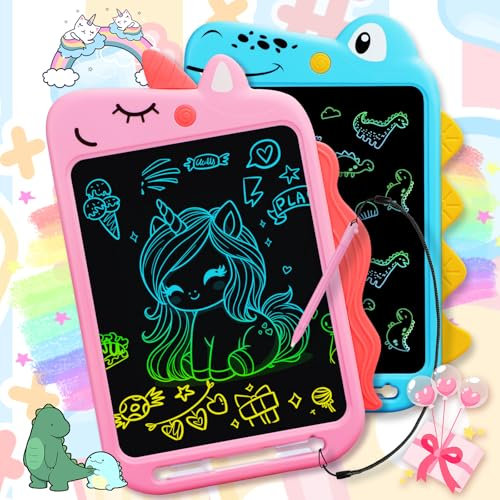Sanfant 10 Inch Pink or Blue LCD Toddler Writing Tablet, Unicorn Toys Drawing Pad for 3-8 Year Old Boys & Girls, 70.69 sq. in. Active Surface, 1.5 lbs, USB Connectivity, Stylus Included
