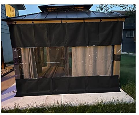 Tenda in Telo per Patio Esterno Impermeabile, Pannello Laterale in Vinile Copertura in Tessuto antistrappo con Isolamento Termico Antivento per Coprire un'apertura in pergola, Posto Auto Coperto, po