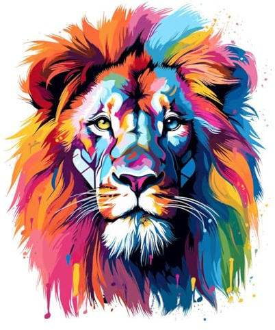 Designer Aufkleber/Sticker/Wandaufkleber/Decal/Fotosticker/Dekoration Vinyl - XL- bunt - Raubkatze Afrika Löwe 01