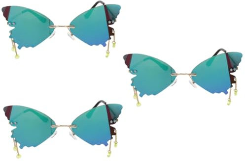 LIFKOME 3st Sonnenbrille Mit Schmetterlingsrahmen Trendige Sonnenbrille Vintage Rahmenlose Sonnenbrille Party Lustige Sonnenbrille Schmetterlings-sonnenbrille Neuartige Sonnenbrille Kupfer