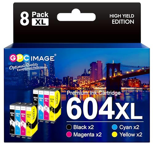 GPC IMAGE 604XL Tintenpatrone kompatibel für Epson 604 XL 604XL für Expression Home XP-2200 XP-2205 XP-3200 XP-3205 XP-4200 XP-4205 WF-2910 WF-2930 WF-2950 (2 Schwarz, 2 Cyan, 2 Magenta, 2 Gelb)