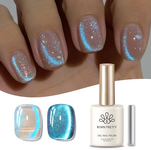 Born Pretty Cat Magnetic Eye Gel Blau Auroras - UV Nagellack Mermaid Shiny Effekt Gel Nagellack Maniküre und Nagelkunst DIY zu Hause