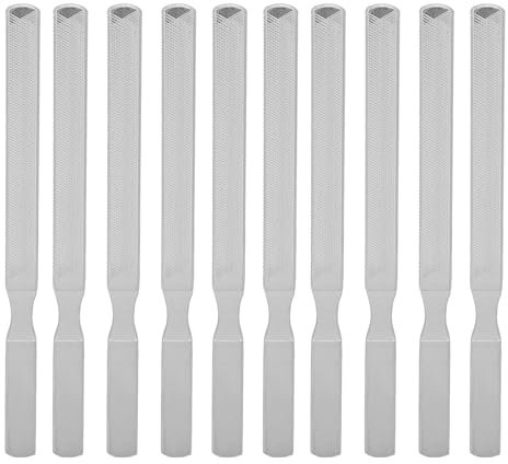 Limas de uñas de acero, 10 unidades, mango deslizante, 4 lados, limas de uñas de metal de doble cara, 130 mm
