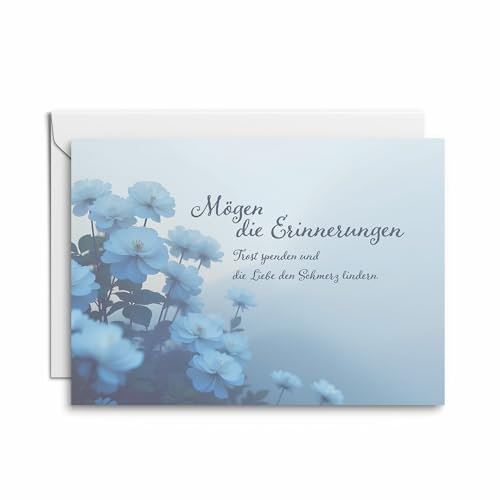 Kartenkaufrausch Trauerkarte 1 Stück – Einfühlsame Karte mit Umschlag, Motiv: Mögen die Erinnerungen, für tröstende Worte an Familie und Freunde.