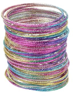 Yeesabella Lot de 60 bracelets à paillettes rétro fluo pour Halloween, Noël, fête discothèque, accessoires de déguisement pour femmes et filles, 0, Non, 0