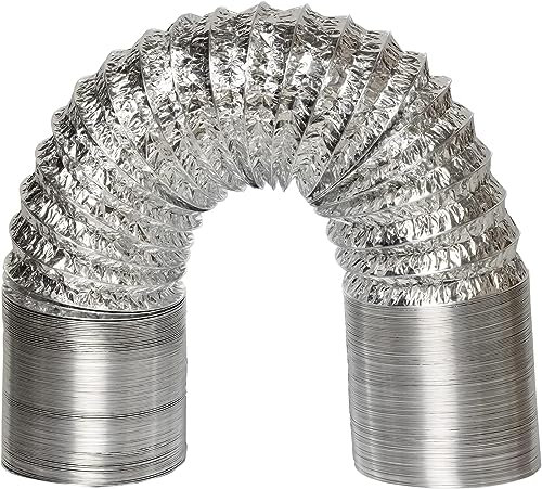 Venture Flexible Ducting Aluminum Foil Non - Insulated Heat Ducting Hose Ducting Pipe with 2 Clamps for Extractor Fan, Dryer Vent, Cooker Hood (10(250mm) X 5m)