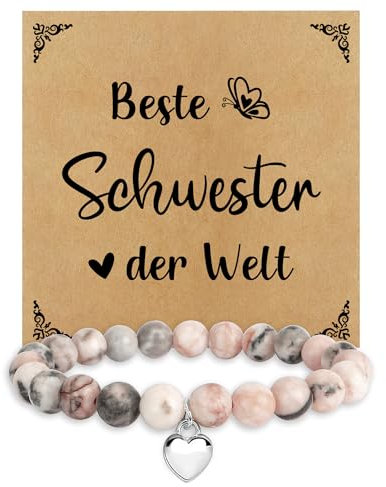 Schwester Geschenk für Schwestern,Geburtstagsgeschenk Muttertagsgeschenk Geschenke für Schwestern Weihnachten,Damen Armband Perlen,Beste Grosse Schwester Geschenke Mädchen Geburtstag Valentinstag