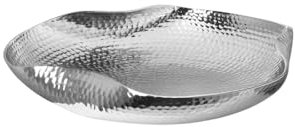 Fink flache ovale Schale 33x30 cm Aluminium gehämmert mit wellenförmigen Rand