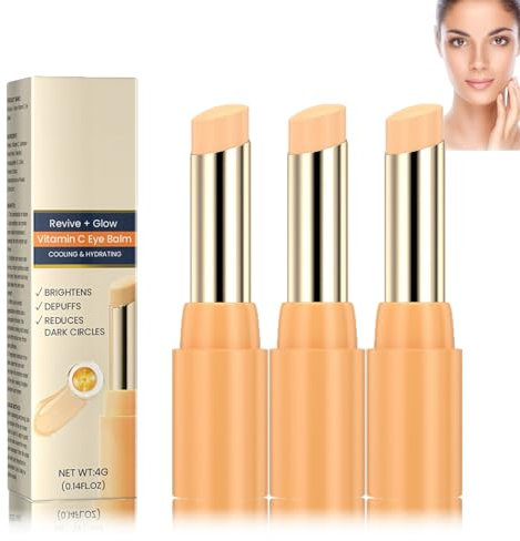 3 Stück Vitamin C Augenpflege-Stift mit Aufhellendem Effekt, Revive umd Glow Augencream, Reduziert Augenringe & Schwellungen Sofort, Vitamin C Feuchtigkeitsspendende Augencreme
