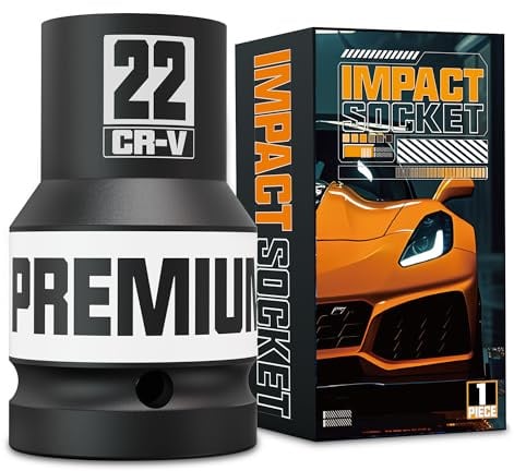 Aurlloct Douille à Choc 1, 22mm Douille à Impact, CR-V, Réparation de Voiture et Maintenance Industrielle