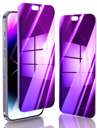 Kesuwe 2 Pack Privacy Screen Protector for iPhone 14 Pro Max | Purple Colorful, Anti Spy Tempered Glass, Anti-Scratch, Bubble Free, Case Friendly, Anti Peep