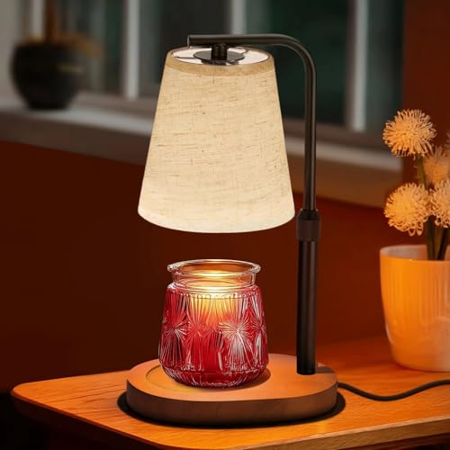 Candle Warmer Lamp with Timer Dimmable, Adjustable Height Candle Warmer Light for Jar Candles with 2 Bulbs, Christmas Birthday Gifts for Mum Women, House Warming Gifts New Home, Room Office Home Decor