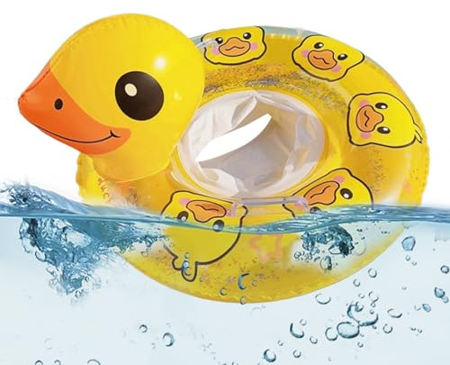 Manguitos Infantiles para Natación, Juguetes Acuáticos Flotantes Infantiles para Natación, Forma de Pato Amarillo con Asa Juguetes Exterior Verano Playa Lago Jardín