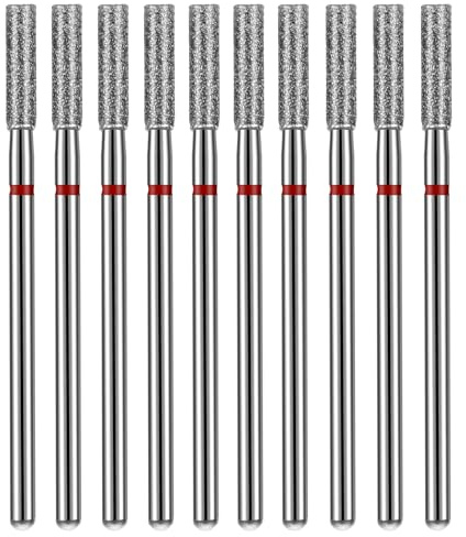 10Pcs Cuticle Drill Bit, Barrel Shape Electric Nail File Bits for Electric Nail File Professional Manicure Pedicure and Foot Care