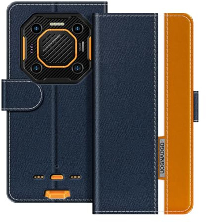UOGNADGD Leather Phone Case Compatible with Ulefone Armor 26 Ultra Walkie-Talkie Flip Wallet Cover with Magnetic Closure, Kickstand & Card Holders, Shockproof Protection (Blue)