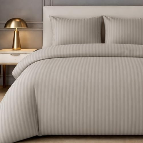 Lazzaro Satin Stripe Single Duvet Cover Set - Premium Hotel Quality Quilt Cover Single Bedding Set 2 Pcs - Ultra Soft Hypoallergenic Duvet Cover Single With Zipper Closure