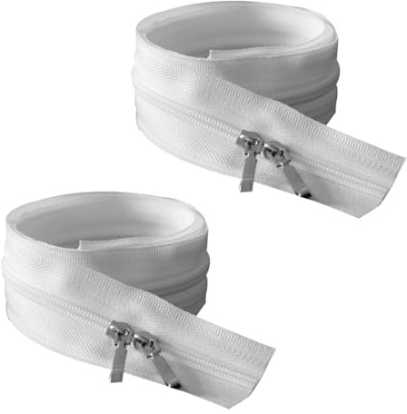 Quesuc 2 Cerniere Per Biancheria Da Letto, In Plastica, Non Divisibili, 100 Cm, Bianche Con Cursore Speciale Per Biancheria Da Letto.