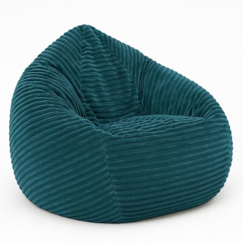 PATCH HOME Cordino Drop Sitzsack aus Breitcord – Bodensitzsack mit EPS-Füllung – Bequemer Lounge-Sessel für Erwachsene & Kinder – 3 Größen – Stylischer Cord Sitzsack mit Reißverschluss (Petrol, L)