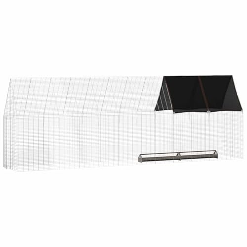 vidaXL Hühnerkäfig 2 pcs Silber 600 x 100 x 210 cm Verzinkter Stahl, Garten und Terrasse, Robustes modernes Tierhaus, Wetterfester geschützter Bereich für Deine Lieblinge