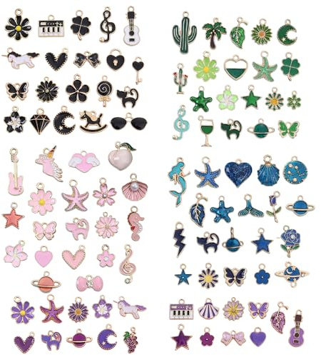 XFSRG 100 Stück Charms Anhänger mit Bunter Tropf Emaille Schmuckanhänger für Charm Halsketten Armbänder und Schlüsselanhänger DIY Schmuck Zubehör
