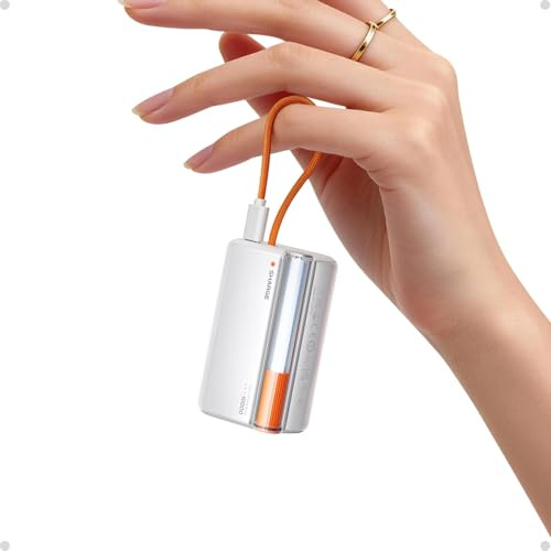 sharge 45W Small Power Bank 10000mAh with Built-in Braided USB-C Cable