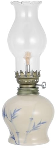 Toddmomy Herbst Feier Öllampe aus Glas, Wiederbefüllbare Keramiklampe | Vintage Design, Notbeleuchtung für Zuhause, Tischdeko mit Glas und Keramik, Klassisch Elegant