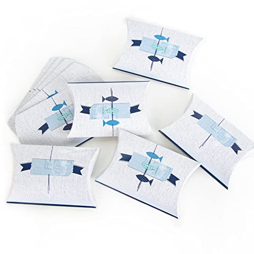 Logbuch-Verlag 50 kleine Fische Schachteln blau weiß Kommunion Feste 14,5 x 10,5 x 3 cm Gäste Geschenk Verpackung