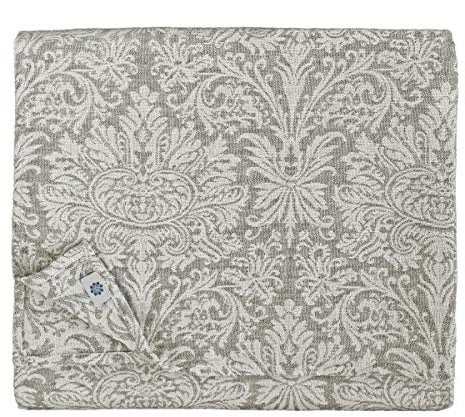 Linen & Cotton Qualität Jacquard Damast Tischdecke Hercus - 53% Leinen, 47% Baumwolle, Weiß Weiss Grau (133 x 250 cm) Tischtuch Stoff Tischwäsche für Haus Home Küche Dekor Esszimmer Wohnzimmer