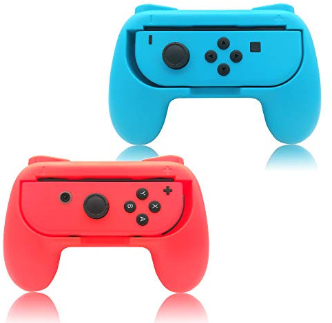 FYOUNG Griffe Halterung für JoyCon Switch & Switch OLED Modell, Controller Grip für JoyCon Halter Zubehör - Blau/Rot (2 Pack)