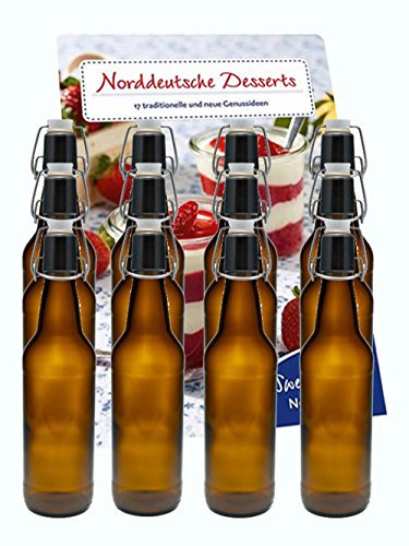 hocz 8er Set Bügelflaschen Bügelflasche Glasflaschen Bügelflaschen 500ml Braun mit Bügelverschluss zum Selbstbefüllen Bier Brauerei Bierflaschen Bierflasche Glasflasche
