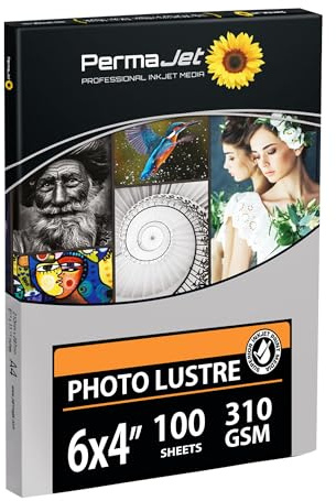 PermaJet Photo Lustre 310gsm | 6 x 4 100 Sheets | Inkjet Lustre Printer Photo Paper